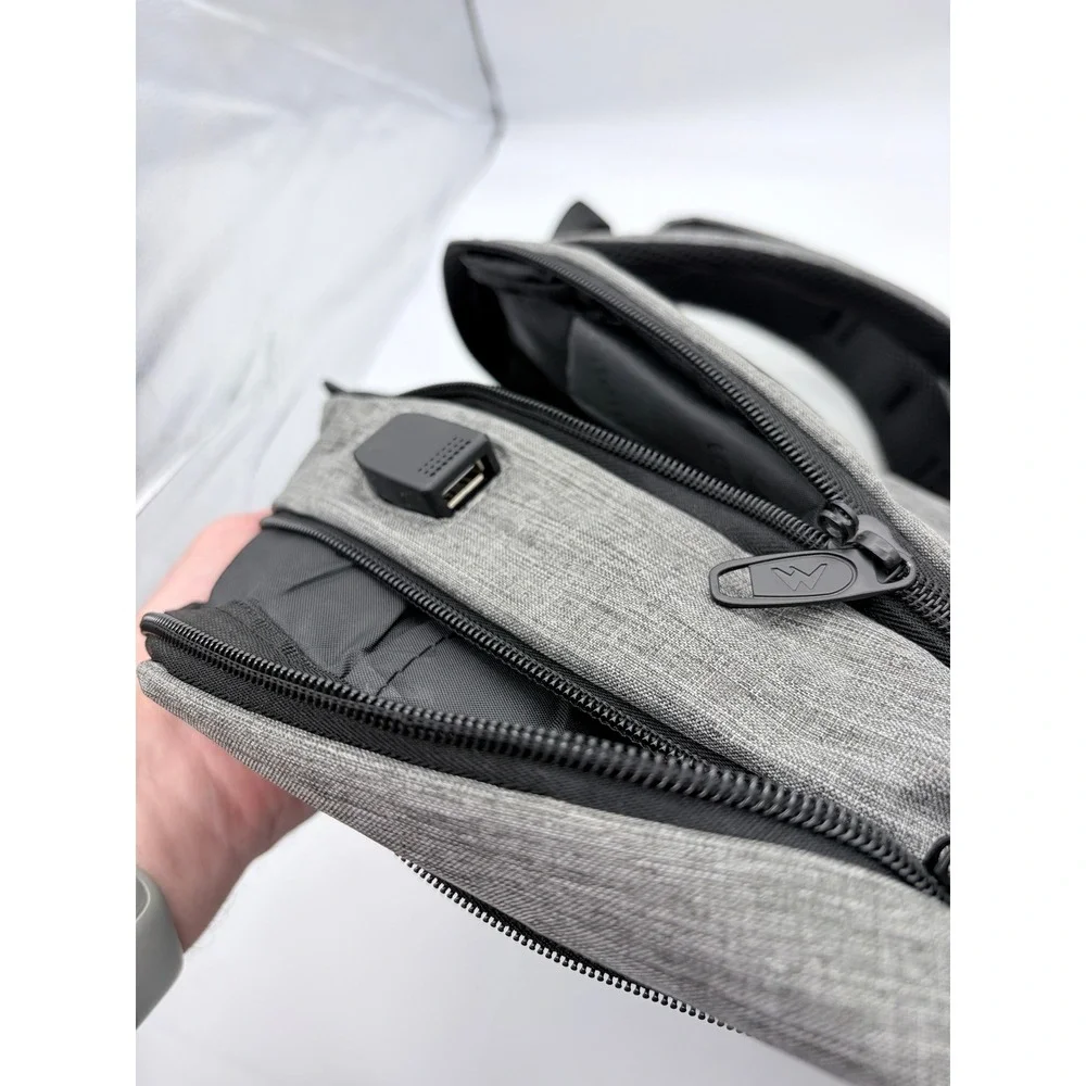 Matein Backpack Unisex Large Gray Travel Laptop Backpack USB Charging Port LRG01